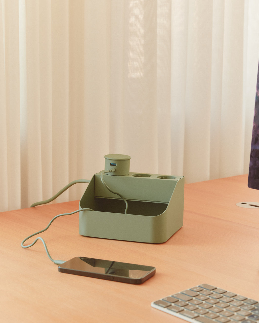 Pedestal Power Bar Tray Power Accessories 019 Mossy Green